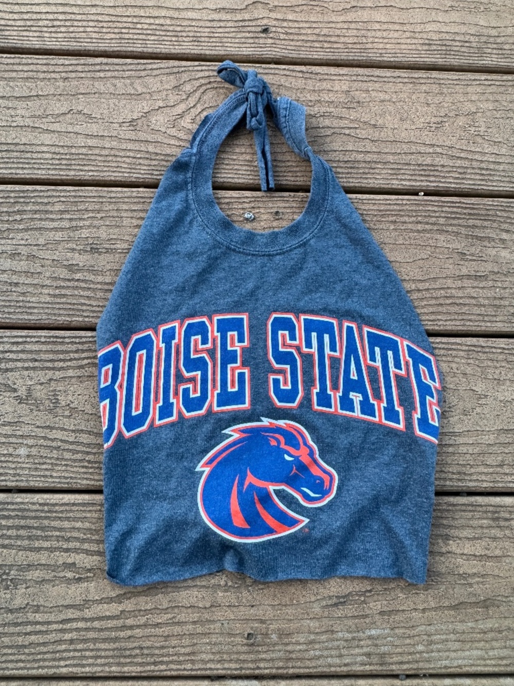 Boise State Broncos Charcoal Reworked Vintage  Halter Top Small